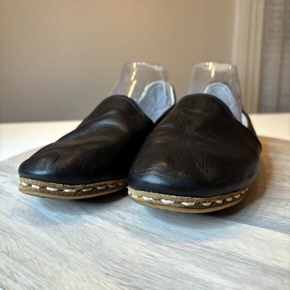Atlantis Handmade Black Leather Loafers Artisan Slip On Flats Made In Turkey 8.5 - Picture 5 of 8